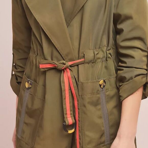 Anthropologie Utility Jacket Size XS Gisborne Obi Trench Anorak Coat in Olive - Picture 2 of 7